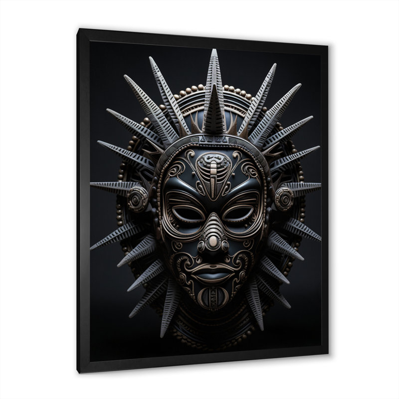 «Jeilin African Mask Tribu I», reproduction d'art sur toile, Cadre photo noir, H 40 po x l 30 po x P 1,5 po