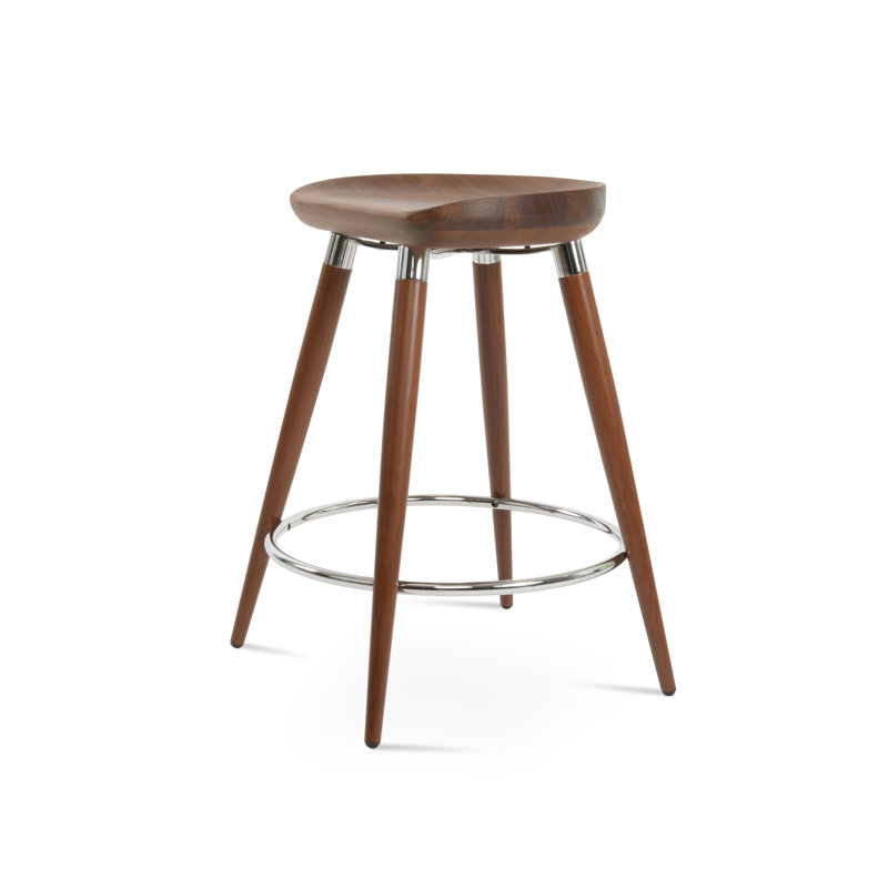 Tabouret de bar et de comptoir Cattelan Ana en noyer massif, Tabouret de bar (siège d'une hauteur de 30 po), Noyer / Chrome