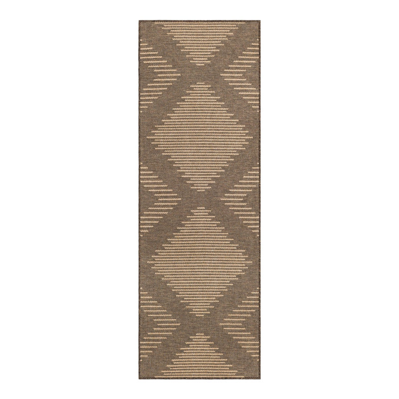 Tapis brun en polypropylène tissé à la machine Albion, Tapis de couloir 2 pi 9 po x 8 pi