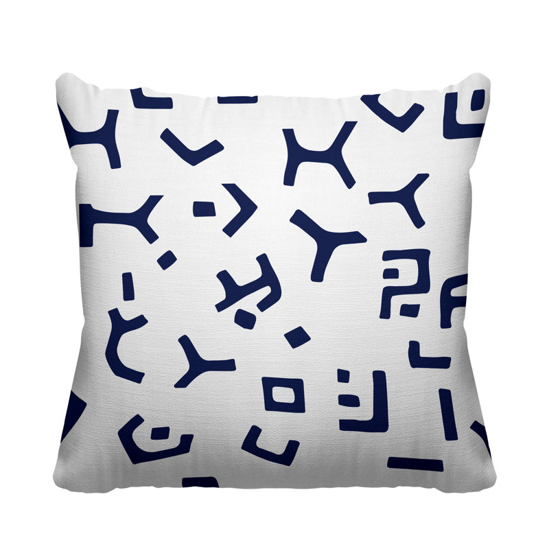 Coussin décoratif intérieur / extérieur Addae Tribal, L 15 po x H 15 po, Bleu marine