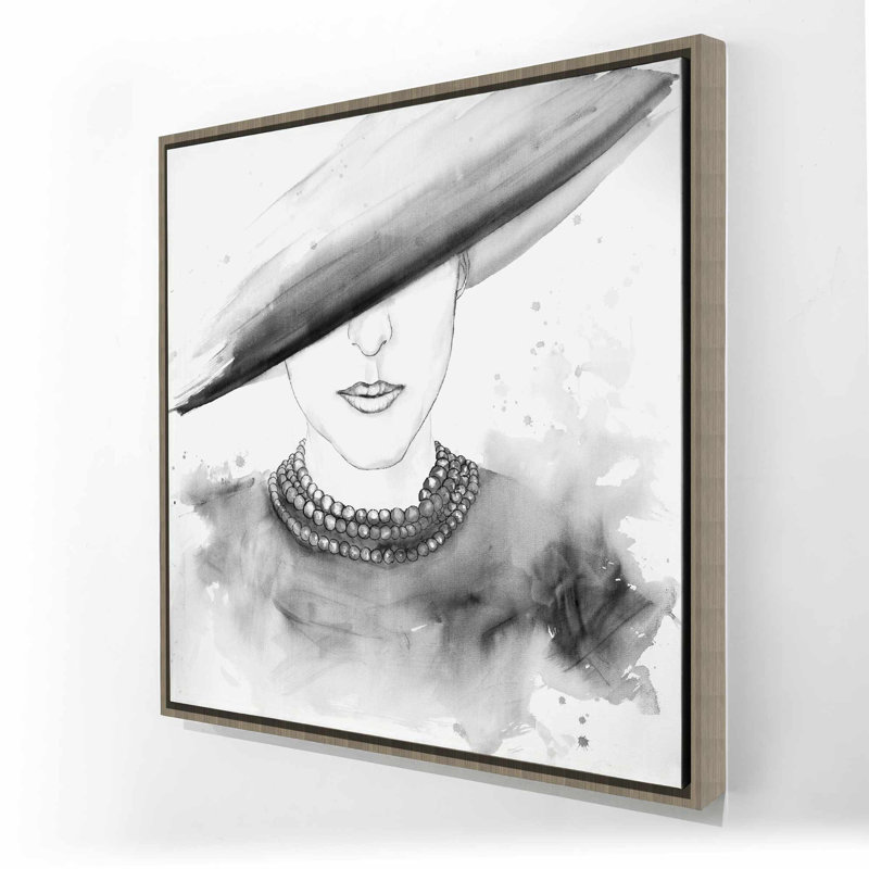 Mysterious Lady with Hat - Fashion Office Framed Canvas