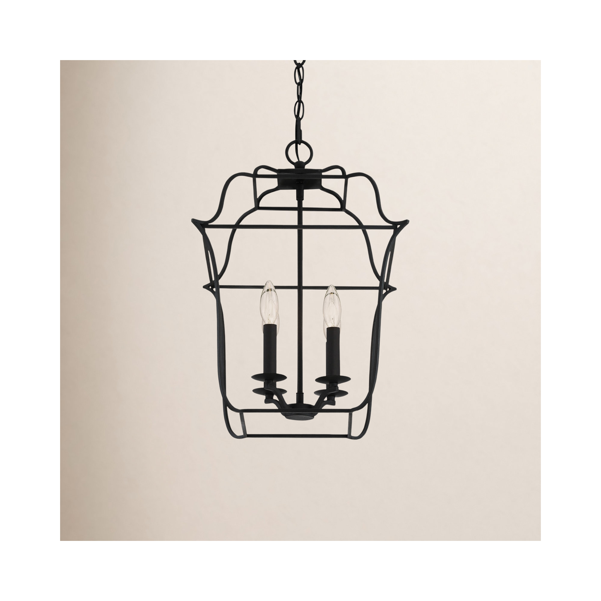 Lark 4 - Light Lantern Geometric Chandelier, Royal Ebony, 4, 20" H x 14" W x 14" D
