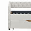 Lit de jour simple avec tiroirs, canapé-lit capitonné, avec bouton sur le dos et clou en cuivre sur les accoudoirs ondulés, beige (81,5 po x 41 po x 30,5 po)