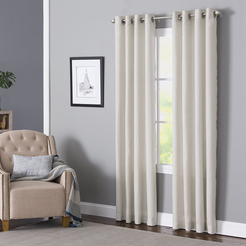 Wein Polyester / Cotton Light-Filtering Solid Color Curtain Panel with Grommet Top, 50" x 84", Pink