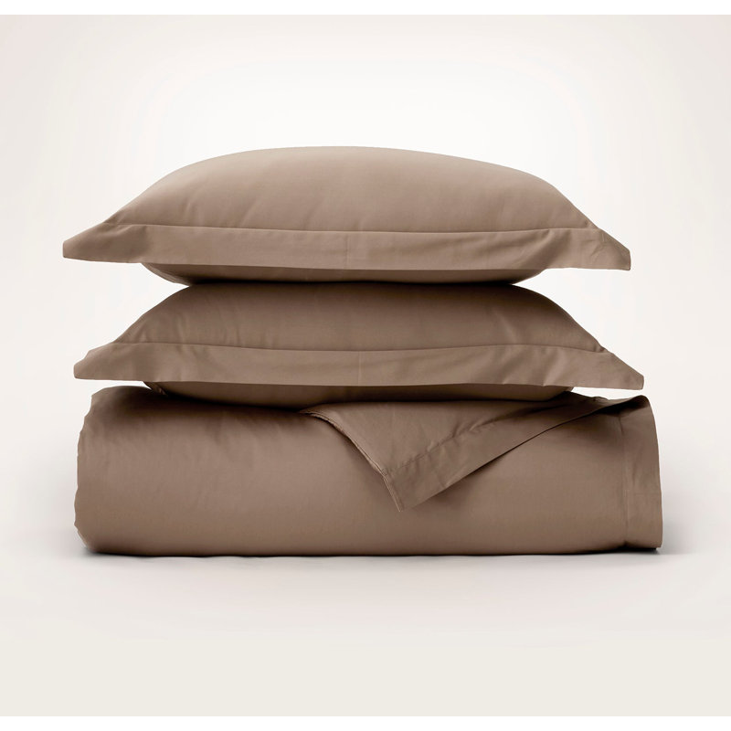 Signature Hemmed Duvet Set, King Duvet Cover + 2 King  Shams, Walnut