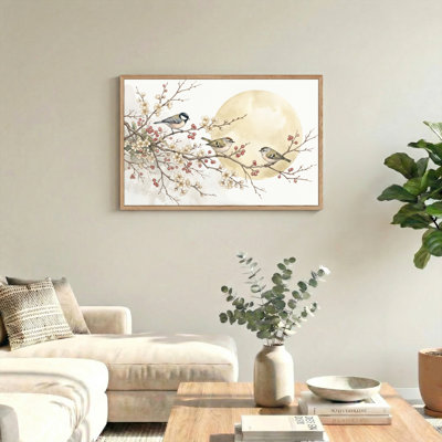 Ensemble de 1 tableau sur toile « Oiseaux et fleurs »
