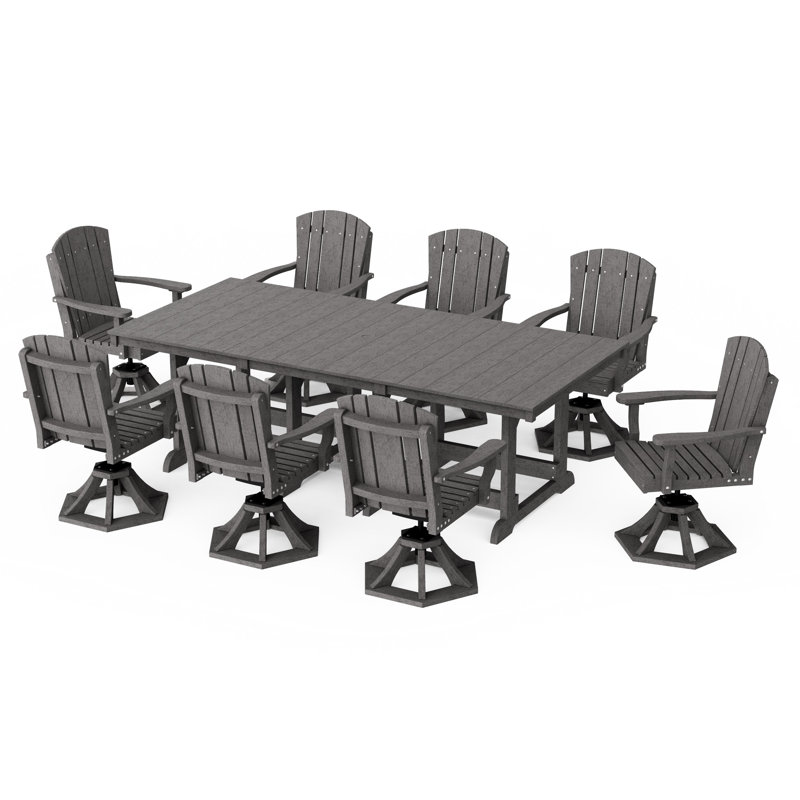 Ensemble de salle à manger à chaises pivotantes 9 pièces Heritage, Gris foncé