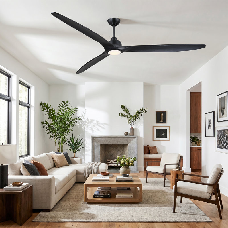 80" Solid Wood Propeller Blades LED Ceiling Fan with Dimmable  3CCT LED Lights and Remote Control