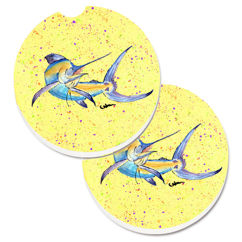 Ceramic Round 2 Piece Car Coaster Set