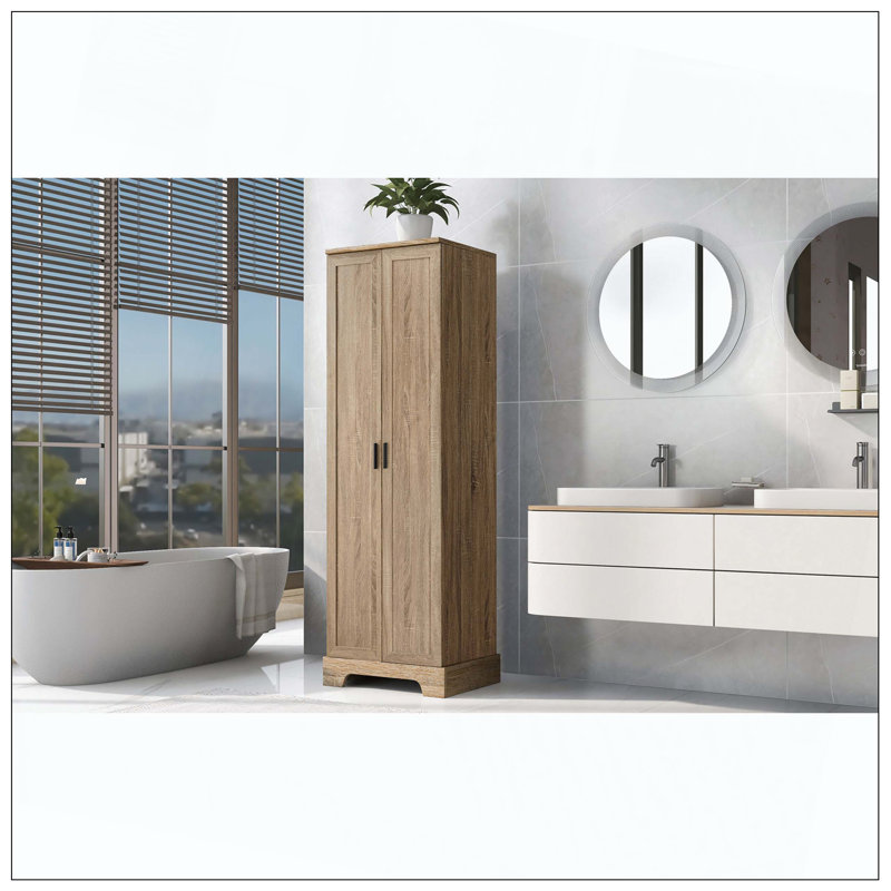 Armoire de rangement à deux portes, H 71,2 po x l 16,9 po x P 23,3 po, Brun