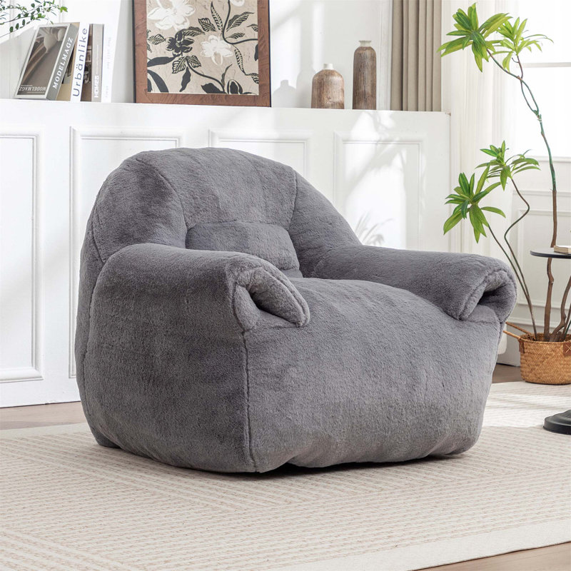 Fauteuil à billes moelleux en fausse fourrure avec dossier ergonomique pour adultes et enfants, pré-rempli et prêt à l'emploi.