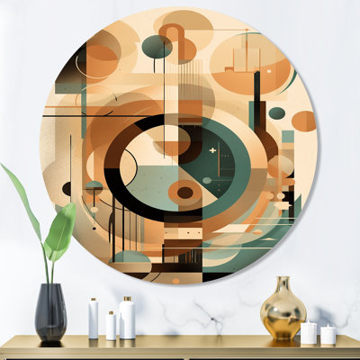 Art mural orange et vert Mid Century Momentum III - Abstrait Mid-Century