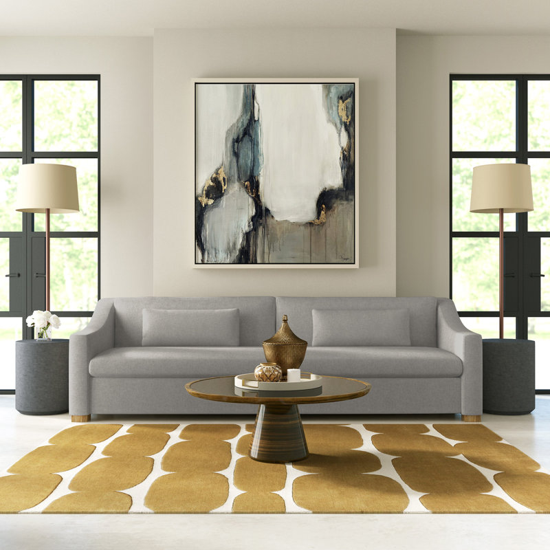 Crosby Slope Arm Sofa, Box Weave Linen Alabaster, 32.5" H x 96" W x 38" D, Natural