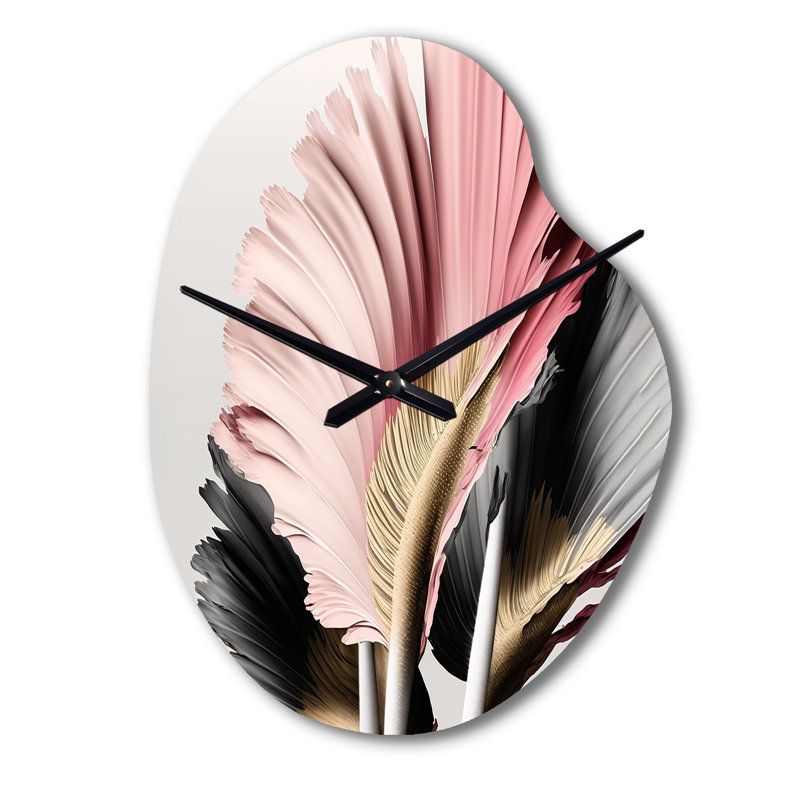 Pink And Grey Gerbera Hyper realistic Flowers - Gerbera Asymmetrical Metal Wall Clock, Pink Unique Shape Metal Clock Print