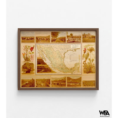 Reproduction d'affiche de carte du Mexique, affiche de carte de ferme, affiche