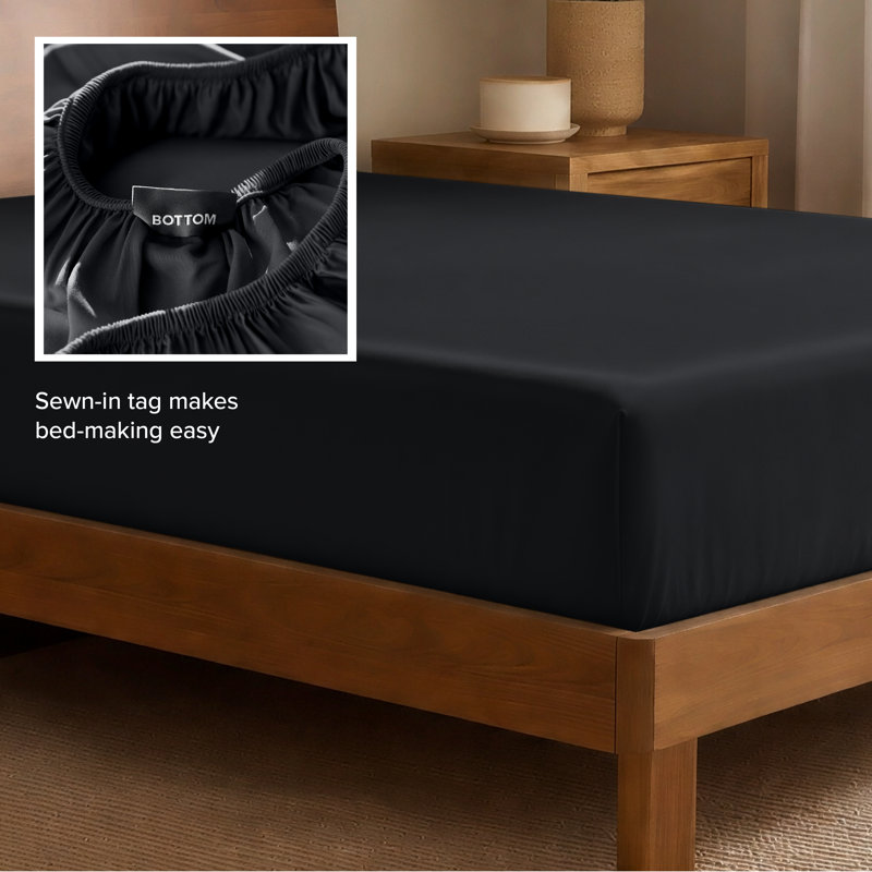 Drap-housse en rayonne de bambou, Drap-housse grand, Noir