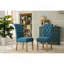 Ensemble de 2 chaises parsons capitonnées en bois massif Habit, bleu