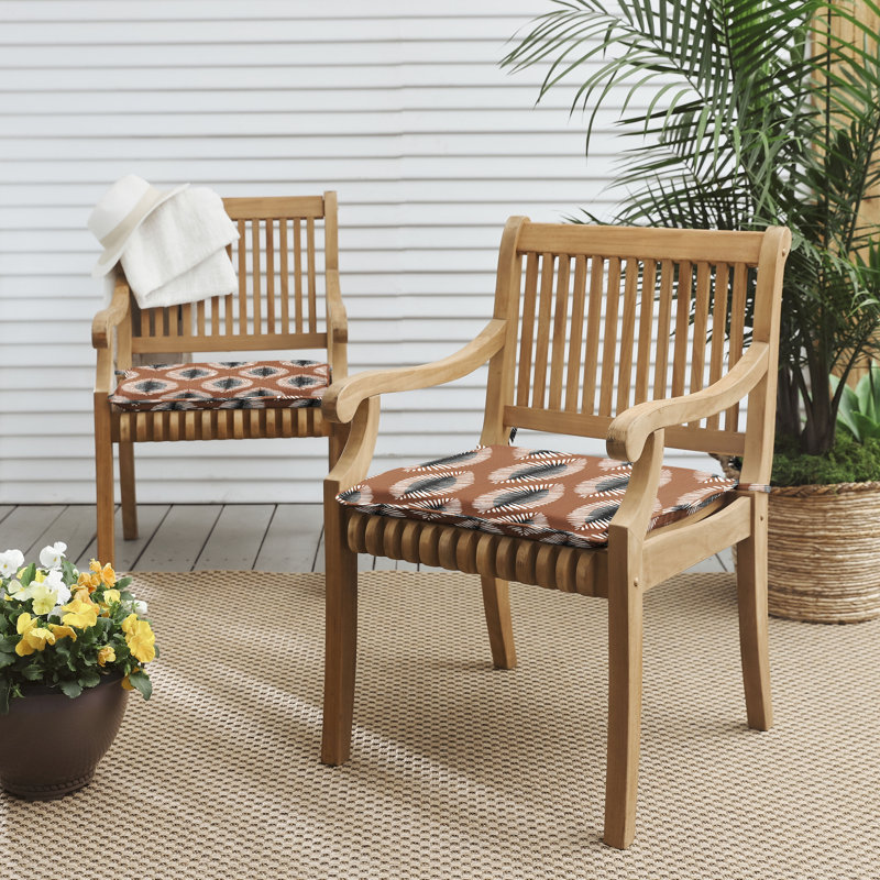 Ine Outdoor 2'' Dining Chair Chair Pad, 20" W x 20" D, Beige/White
