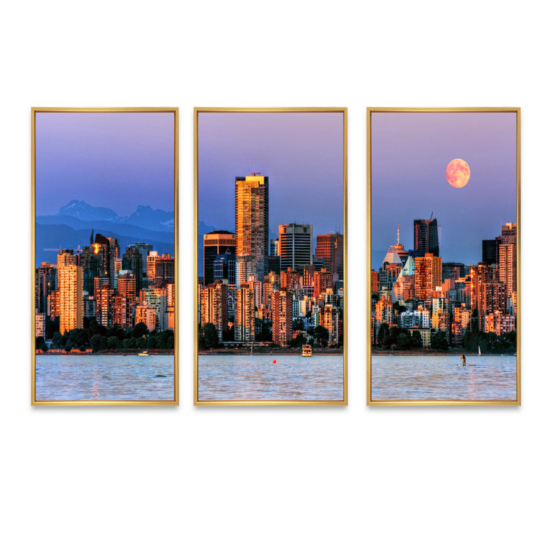 «Vancouver Downtown Skyscrapers - Cityscape», ensemble d'art mural sur toile, 28" H x 36" W