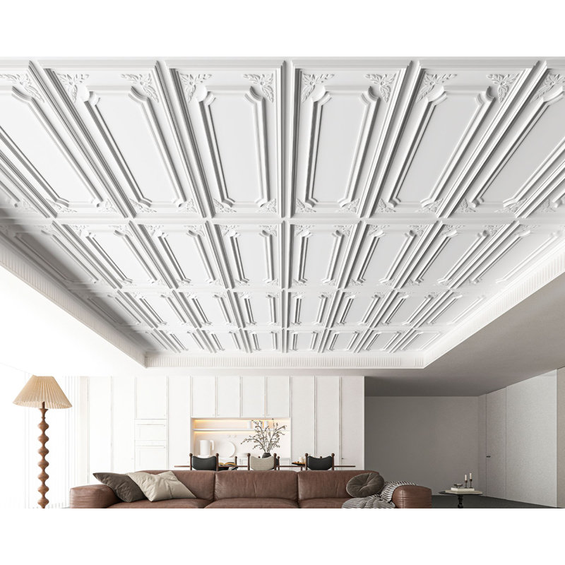 Art3d 24''x48'' Drop Ceiling Tiles, 12 Pack PVC Decorative 3D Wall Paneling,96 sq.ft., White