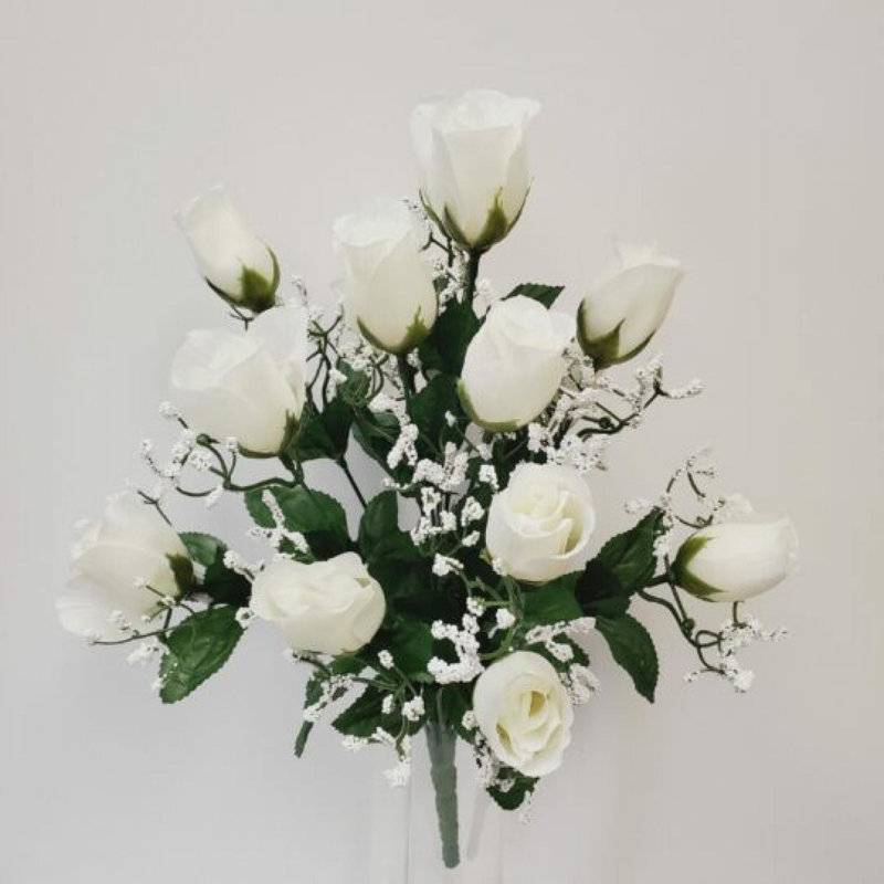 Roses avec fleurs artificielles, Ivoire