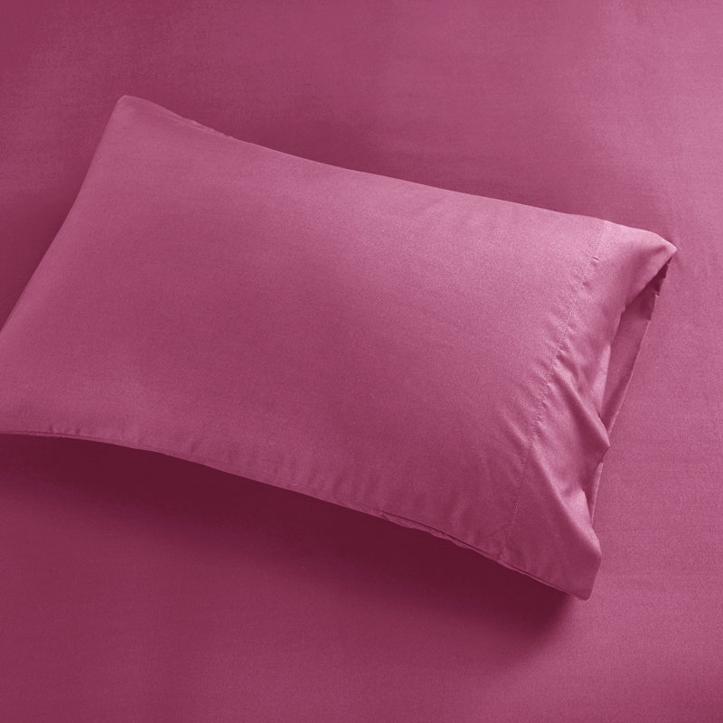 Pink Twin XL Solid Microfiber Sheet Set
