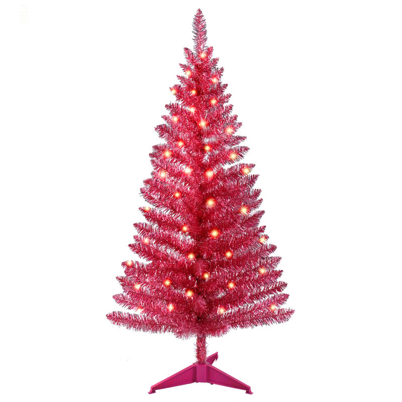 Arbre de Noël 4 pi avec 50 lumières UL et 122 pointes en PVC - Arbre de Noël artificiel pré-éclairé pour la décoration intérieure, un petit espace, une table, un appartement ou un bureau