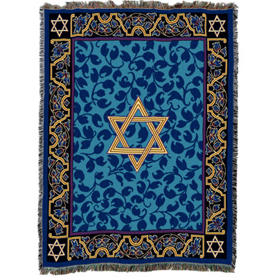 Pure Country Weavers Magen David Blanket - Star of David - Gift Hanukkah Tapestry Throw Woven from Cotton - Made in The USA (72x54)