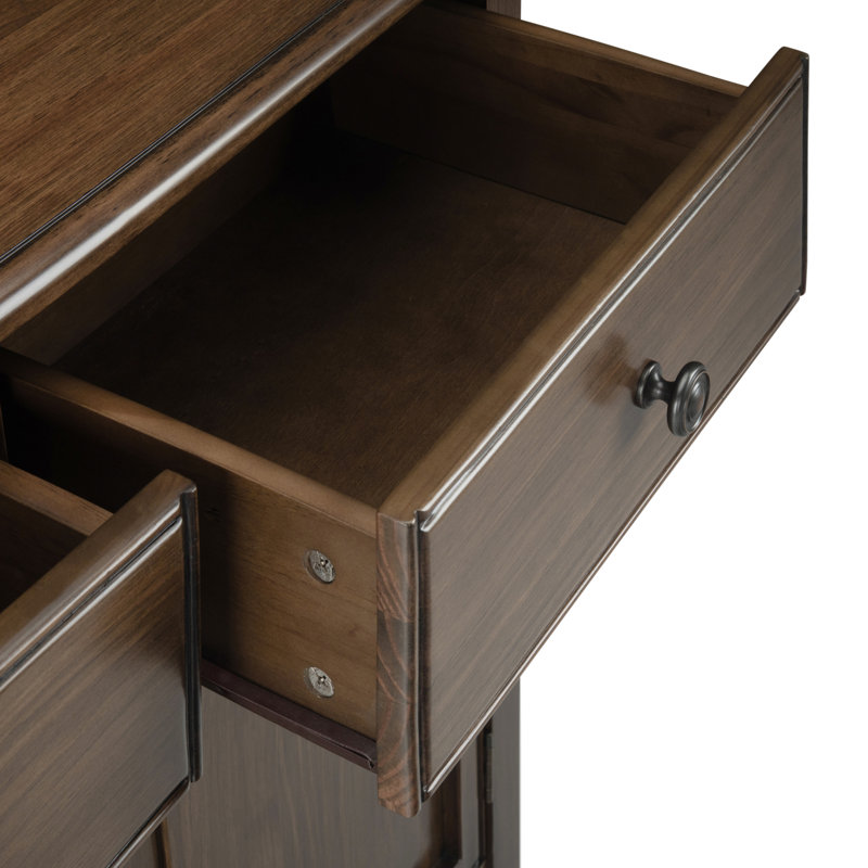 Rustic Natural Aged Brown Pine Accent Cabinet with Adjustable Shelving