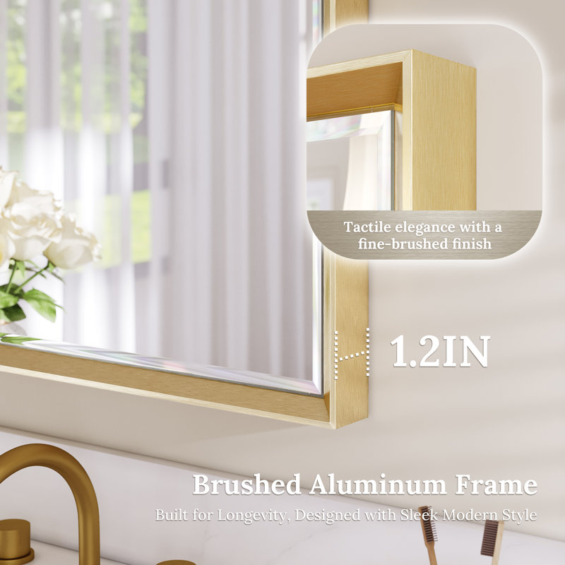 Rectangle Wall and Leaning Mirror, 24" x 32", Brushed Gold