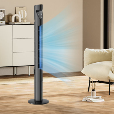 47" Tower Fan For Home, 70° Oscillating Cooling Floor Fan Quiet Bladeless Standing Fan With Remote