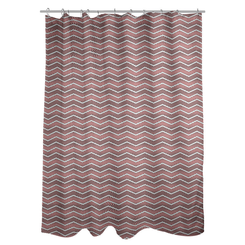 Rideau de douche simple à chevrons ondulés, Rouge