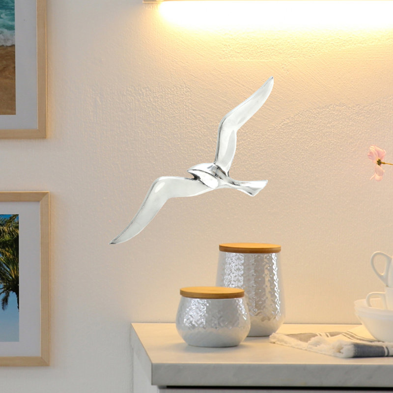 Décoration murale goéland volant, H 14 po x l 0,2 po x P 1,5 po