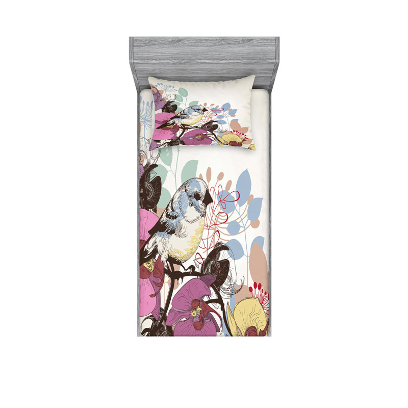 Ensemble de draps Orchidées, Ensemble de draps pour lit simple avec drap-housse