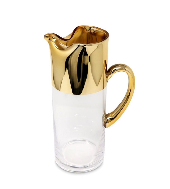 Glass Pitcher with Gold Handle and Top