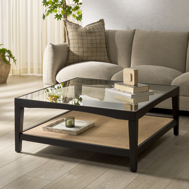 Manuia Square Glass And Linen Coffee Table