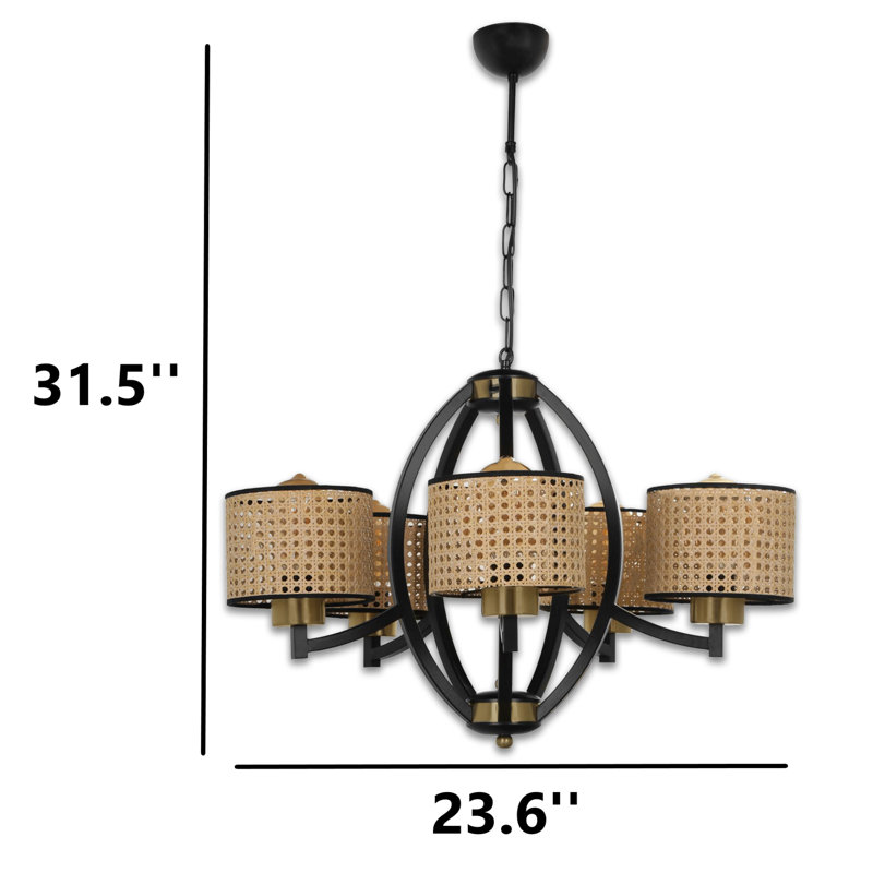 Lustre classique / traditionnel 5 lumières, Noir, Brun
