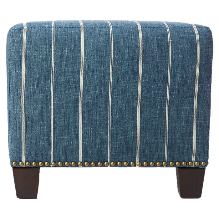 Arisha Upholstered Ottoman, Fritz Stripe Indigo