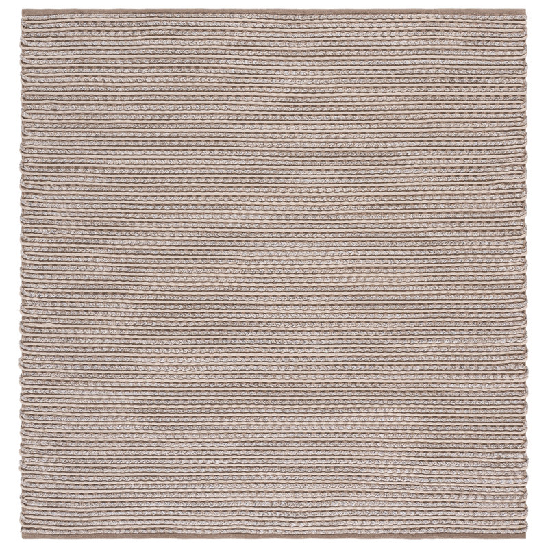 Braided 762 Hand Woven Cotton Pile Striped Rug, Square 6'
