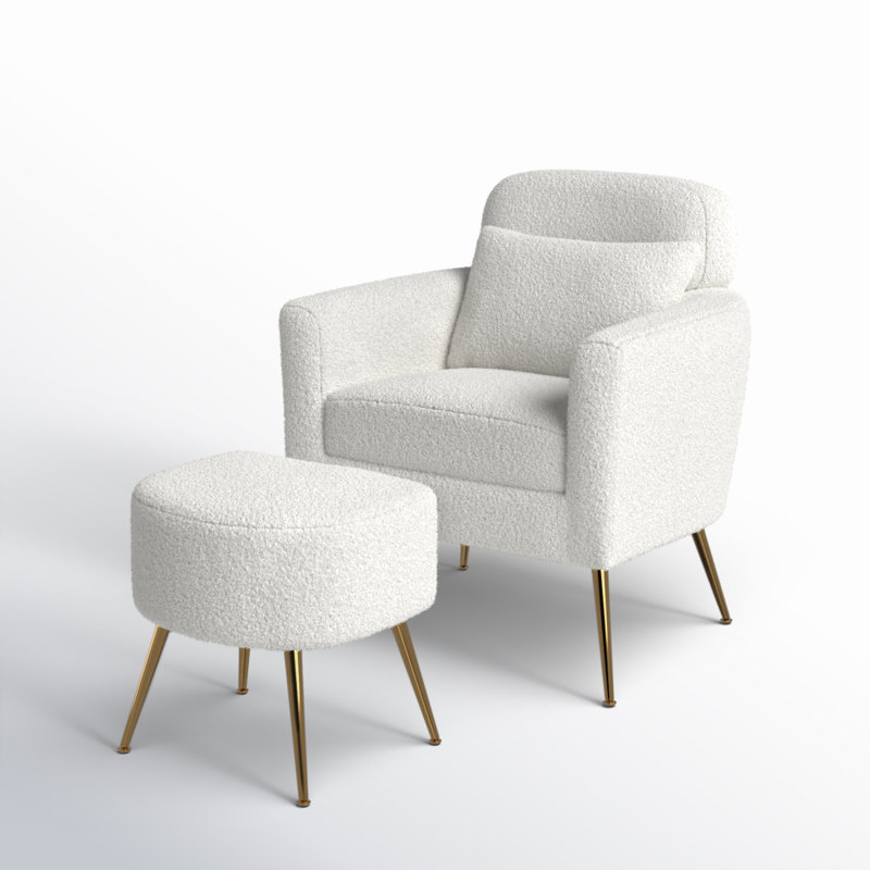 Azoriah 28.9 Wide Armchair, White Faux Fur