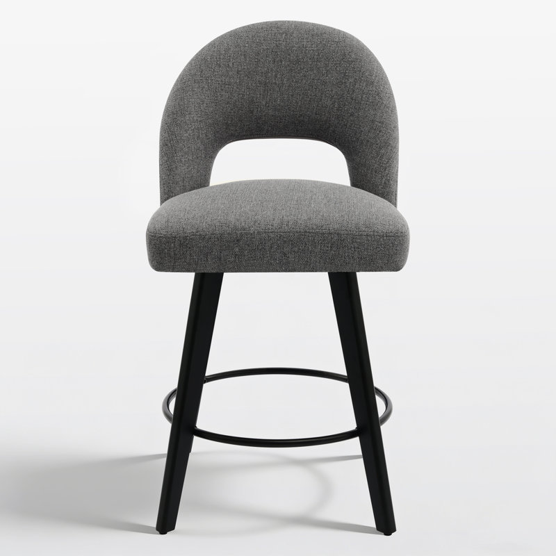 Tabouret de bar et de comptoir pivotant 26 po avec structure en bois massif, Gris