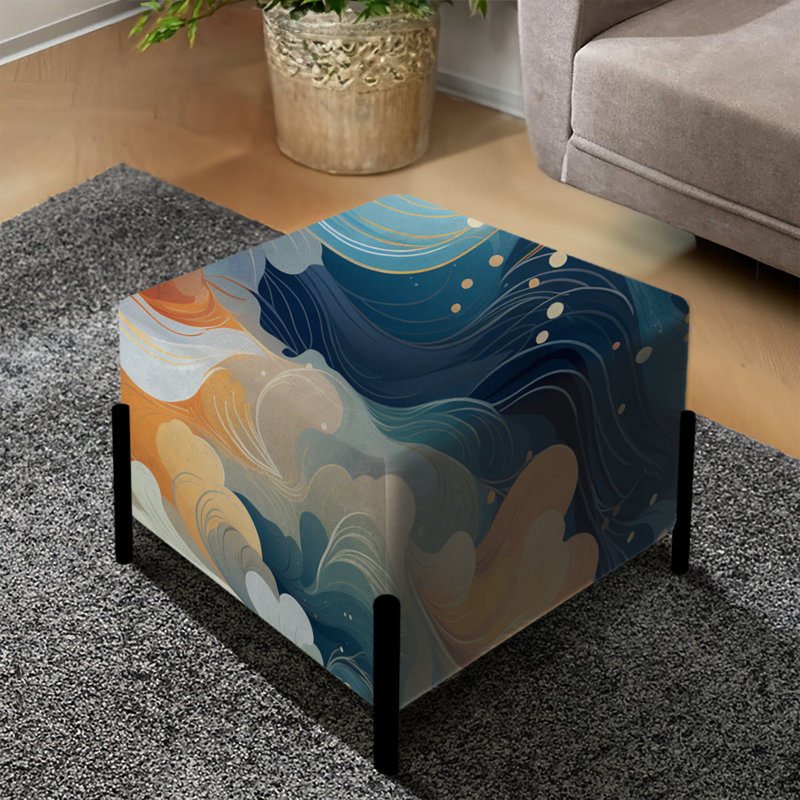 Dreamy Curved Waves Mirage - Repose-pieds carré abstrait