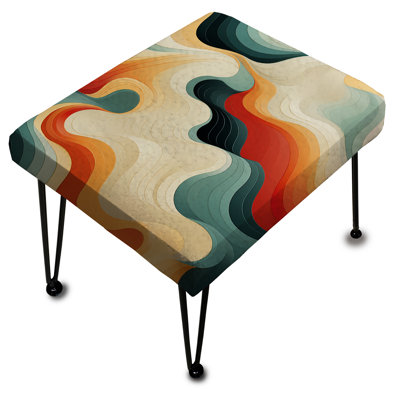 Nostalgic Mod Waves - Repose-pieds rectangulaire Mid-Century