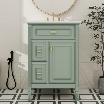 Meuble-lavabo de 24 po avec lavabo, comprenant un tiroir rabattable et deux tiroirs standard, tablette réglable