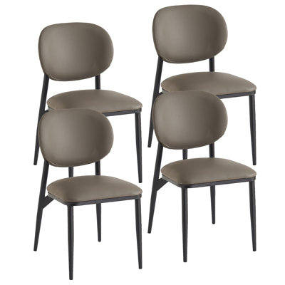 Chaise de salle à manger moderne en similicuir et métal, ensemble de 4