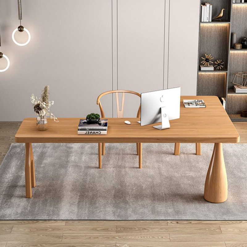 Bureau en bois massif en L Burlywood, H 29,53 po x l 62,99 po x P 47,24 po, Retour à gauche