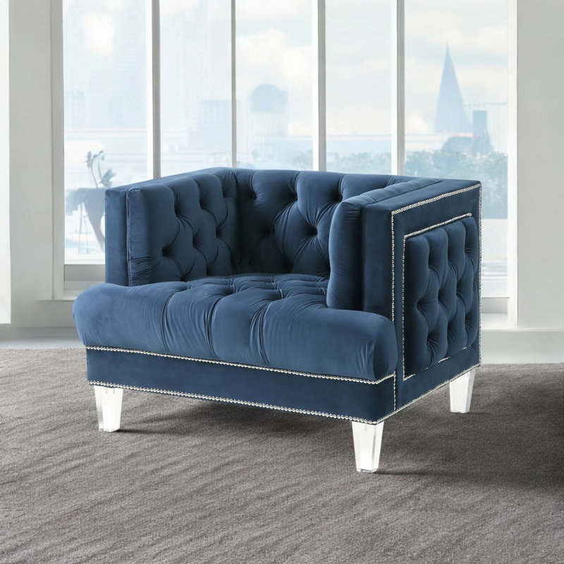 Chaise Ansario, Velours bleu
