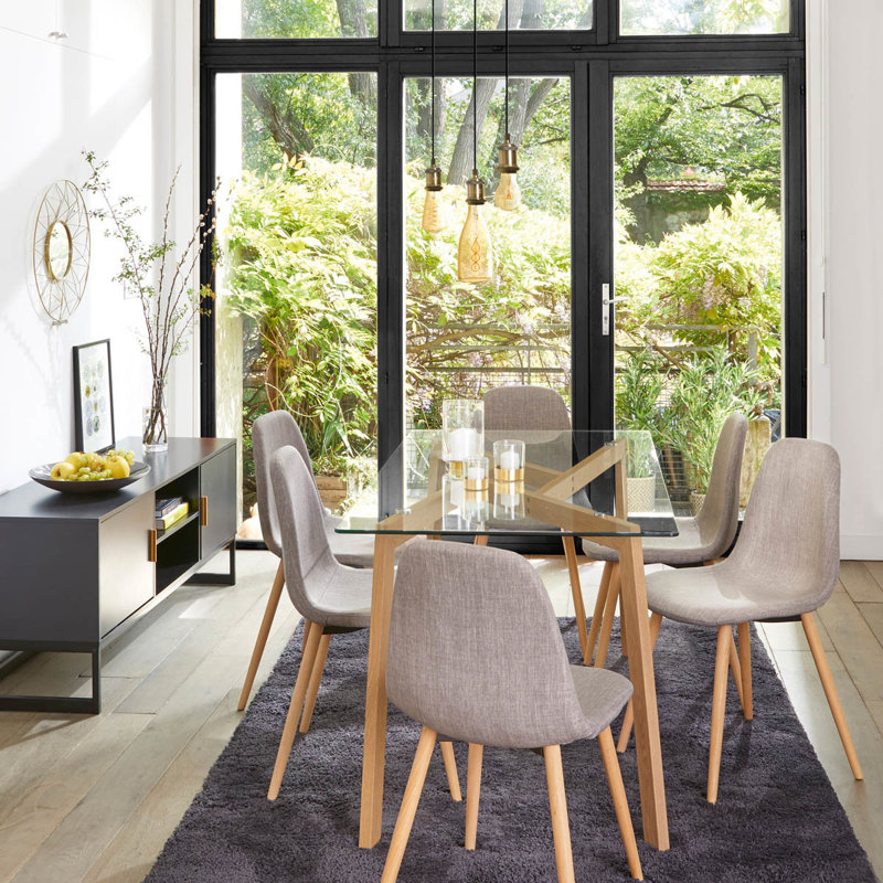 Glass Top Metal Base Dining Table