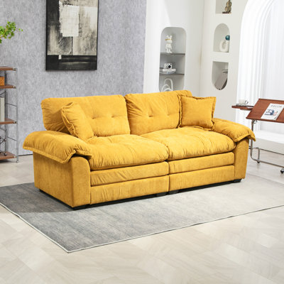 Causeuse confortable en chenille avec mousse à mémoire de forme et deux coussins décoratifs pour se détendre dans le salon, un appartement ou un bureau