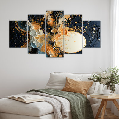 Ensemble de 5 peintures murales Golden Ocean